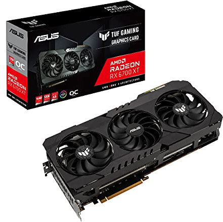 ASUS TUF Gaming AMD Radeon™ RX 6700 XT OC Edition Graphics Card (AMD RDNA™ 2, PCIe 4.0, 12GB GDDR6, HDMI 2.1, DisplayPort 1.4a, Dual ball fan bearings, all-aluminum shroud, reinforced frame)