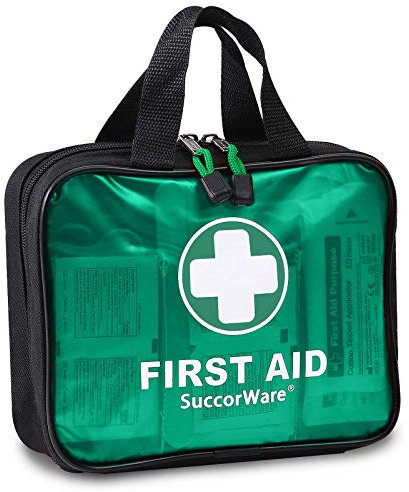 200 Pieces First Aid Kit with Hospital Grade Medical Supplies - Includes Emergency Blanket, Bandage, Scissors - Great for Home, Outdoors, Office, Car, Travel, Camping, Hiking, Boating (Green)