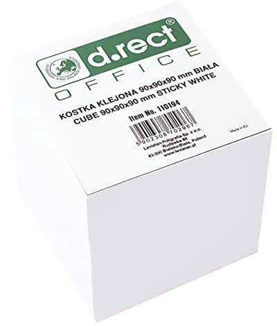 D.RECT Zettelklotz Notizklotz | 90x90x90mm circa 850 blatt | kopfgeleimt |Weiß