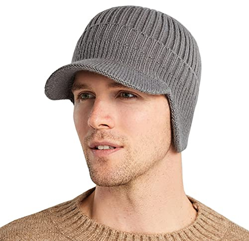 YAMEE Gorro Invierno Hombre con Orejeras,Sombreros de Punto para Hombre Cálido,Gorras Hombre con Forro otoño/Invierno
