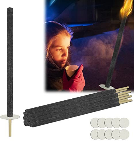 ACXIN Lot de 25 torches en cire - Temps de combustion - 100 min - Qualité supérieure - Avec poignée extra longue - Torche de feu - Lanterne de jardin