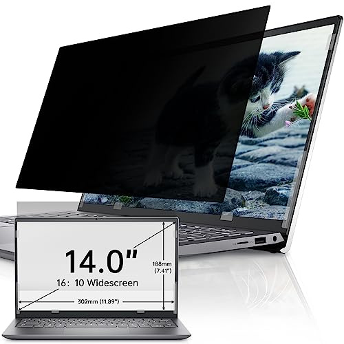 IPROKKO 14 Inch Privacy Screen for Hp/Dell/Acer/Lenovo/ThinkPad/Samsung/Asus/Sony, Removable 16:10 Aspect Laptop Shield, Anti Blue Light Glare Filter