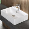 doporro Lavabo à Poser Blanc Vasque Suspendu en Céramique Lave Mains Rectangulaire de Qualité pour Salle de Bain 51x36x13cm Brüssel206