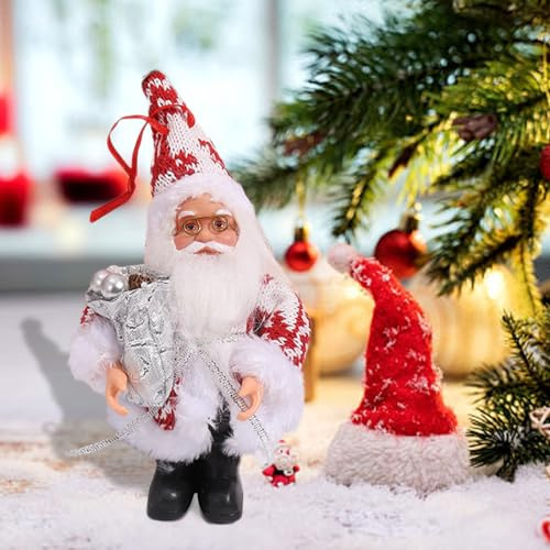 Santa Claus Figurine Ornament, Realistic Standing Doll, Traditional Figure, Xmas Window Table Decoration Gift DIY Orament Festival (E)
