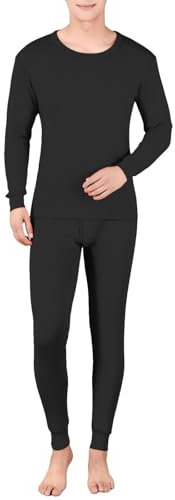 Herbstkleidung Herbsthose aus reiner Baumwolle, dünner Baumwollpullover für Herren, mittlere und junge Thermounterwäsche-Set, Rundhalsausschnitt, Herbst und Winter, Herrenjackenkleid, Schwarz , XXL