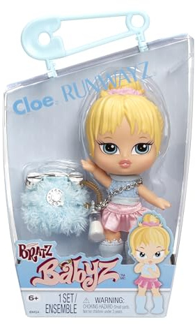 Bratz Babyz Runwayz Doll - Cloe - 1 Bambola da Collezione con Abbigliamento Alla Moda, Bambola Carina con Una Collana Che Funge da Portachiavi - Giocattolo per Bambini - Età 6+