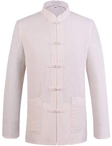 SFSLBFB Kampfsportbekleidung Chinesischer Tang-Anzug für Männer Kung Fu Kleidung Oberteile Kampfkunst Baumwollhemd,Fleisch,S