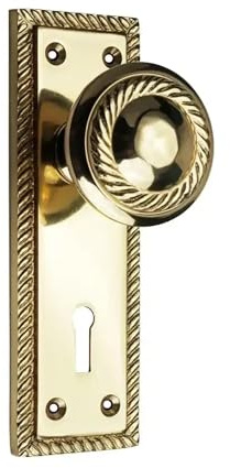 Designer Levers - Georgian Door Knob On Lock Backplate Polished Brass