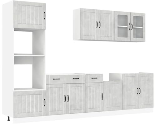 vidaXL Conjunto de armarios de Cocina Lucca de 7 Piezas en Madera de ingeniería Gris hormigón