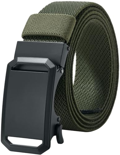 LionVII Cinturón de trinquete elástico con hebilla automática, ajustable y elástico, cinturón de trabajo para hombre, 130 cm