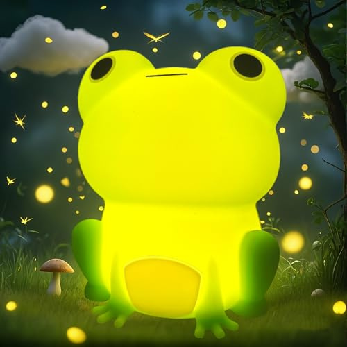 POSSHE Frog Night Light, Frog Gifts, Cute Silicone Nursery Rechargeable Dimmable Bedside Lamp, Kids' Bedroom Decor, Gift for Children, Teens, Christmas Birthdays