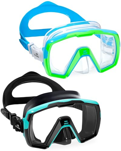 Freela 2 Pack Kids Swim Goggles with Nose Cover for 8-12 8-14 8-16, Wide View Anti Fog 180°Clear Wide View Waterproof No Leak Diving Mask Water Pool Beach Swimming Goggles for Youth Boys Girls