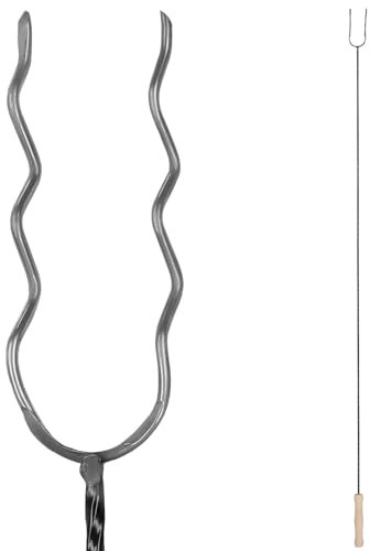 KOTARBAU® Pinchos para barbacoa, alambre de acero, pinchos para hoguera, 130 cm, mango de madera, accesorios para barbacoa, tenedor de salchicha, brochetas onduladas, palillos para barbacoa, gadgets