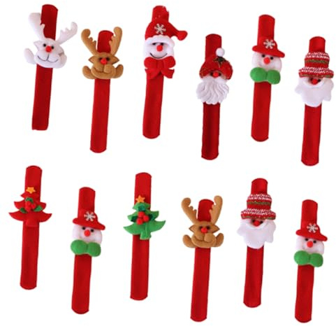 BESTonZON Lot De 12 Bracelets De Noël Décorations De Noël Pour Enfants Bracelets À Claquer Joli Bracelet À Pression Calicot Brossé