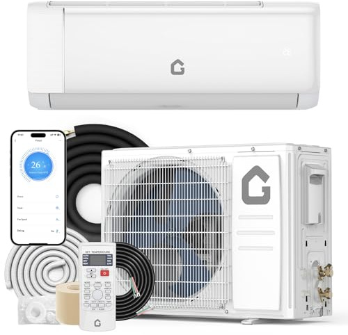 9000 BTU Mini Split Air Conditioner, 18.5 SEER2 208-230V Split Unit Ac and Heat Cool Up to 450 Sq.Ft, Ductless Air Conditioner w/Complete Installation Kit,Remote,2.0 Wifi Control,Low Noise