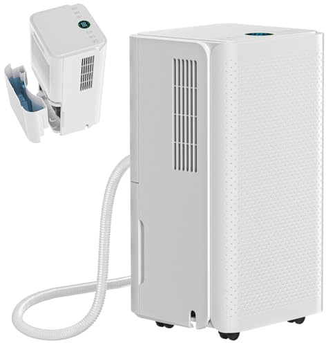 Luftentfeuchter Elektrisch 2000ML, Entfeuchter Elektrisch Mit LED-Anzeige, Raumentfeuchter Leiser mit Funktion Abtauen, Ablaufschlauch, Luftfilter, 24H Timer, für Wohnung, Keller, badezimmer