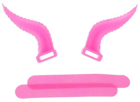 CONGARTENO Halloween Horns Headphone Attachment for Over Ear Gaming Headsets Ox Horns Decoration with Hook and Fastener and Flexible Cosplay Accessory in Night Glow Rose Red