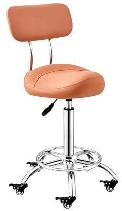 FXLUHAY Taburete Giratorio Tipo Silla de Montar de 50 a 70 cm de Altura con Rueda de Bloqueo, reposapiés y Respaldo. Taburete de salón.
