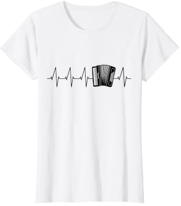 Accordéoniste Accordéon-Musicien Cardiogram Accordéon T-Shirt Graphique avec Valeur, Femme, Blanc, XS