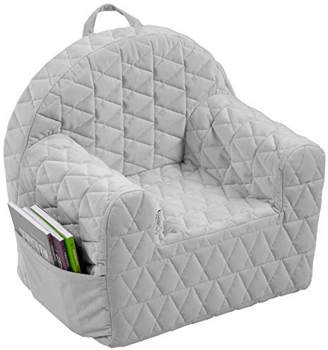 Albero Mio Kindersessel Grau für Jungen und Mädchen, Babymöbel, Kindersofa bequem, mit waschbarem Bezug und Spielzeug-Staufach
