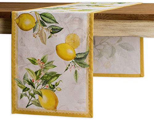 Maison d' Hermine Tischläufer, 100 % Baumwolle, dekorativer, waschbarer Tischläufer für Essen, Zuhause, Hochzeit, Bankett, Buffet, Limoncello – Frühling/Sommer (50cm x 150cm)