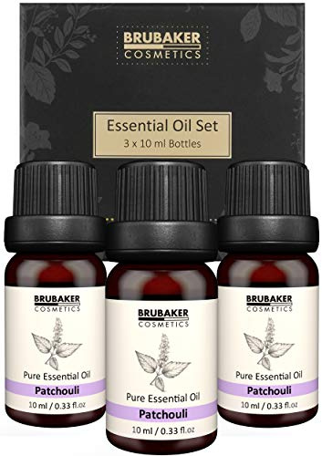 BRUBAKER Cosmetics 3er-Set Patchouli Öl - Entspannung & Schlaf - Ätherische Öle Aromatherapie Geschenkset 3 x 10 ml Patchouliöl Vegan