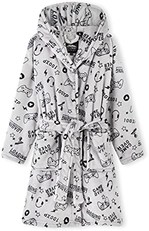 CityComfort Peignoir en polaire pour garçons de 7 à 14 ans (Gris, 13-14 ans)