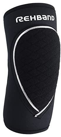 Rehband Ellenbogenschoner Schwarz, Neopren Ellenbogenschutz Handball & Volleyball, Unisex, Farbe:Schwarz, Größe:M