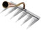 perfk Sharp Garden Edger Weeder, langlebiges Gartenhacken-Handwerkzeug-Unkrautzieher-Zubehör für Hinterhof-Jäten, Bodenlockerung, landwirtschaftliche, 6 Zähne Kupfer
