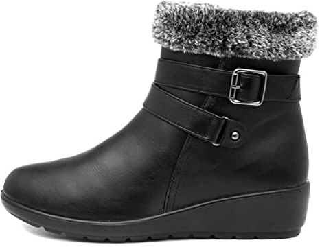 SOFT-LITES. Softlites Julia Womens Black Faux Fur Ankle Boot - Size 6 UK - Black