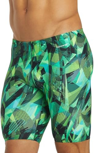 Sporti Catalyst Boys' Swim Jammers, Quick-Dry Jammer Swimsuit, Lycra Xtra Life, UPF 50+, Athletic Swimming Shorts for Youth Competitive Teams - Green - 26