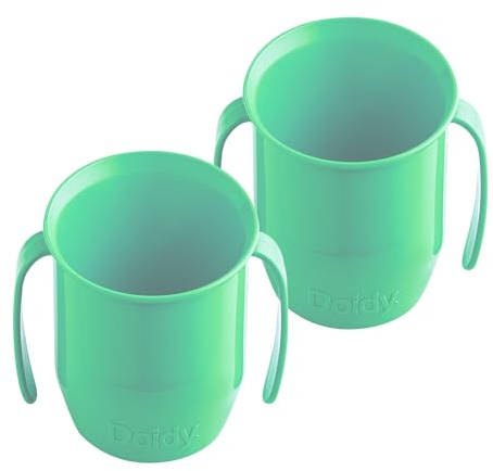 Doidy Cup Free Flow – Lot de 2 gobelets d'apprentissage sans valve ni bec, gobelet ouvert avec poignées pour boire facilement, sans BPA, 200 ml, vert