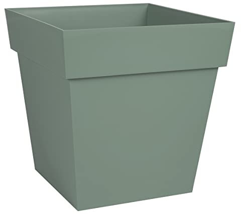 EDA - Maceta Cuadrada Toscana 32 cm - Volumen 22 L - 32 x 32 x 32 cm - Verde Laurel