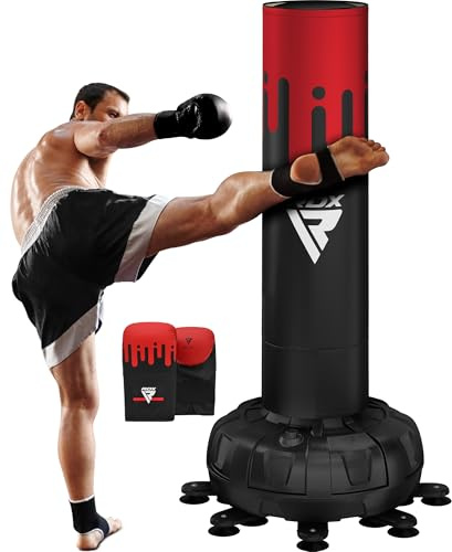 RDX XXL 150KG 6ft Free Standing Punch Bag with Gloves - Heavy Pedestal Bag with Stand for Kickboxing, Boxing, MMA, Muay Thai Karate, Adult Freestanding Punching Bag for Office Gym Home Fitness Workout
