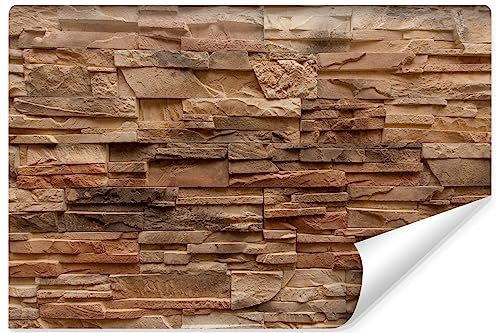 Muralo - Carta da parati 3D effetto pietra – Carta da parati in tessuto non tessuto – effetto 3D – Carta da parati per soggiorno e camera da letto – motivo mattoni – Br. 104 cm x altezza: 70,5 cm