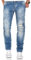 REPUBLIX Herren Männer Regular Straight Fit Destroyed Jeans Hose R7500 Hellblau W33/L30