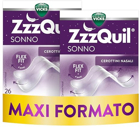 ZzzQuil Cerottini Nasali, Respira e Dormi Meglio, Allevia Istantaneamente la Congestione Nasale per Migliorare la Respirazione, il Russare e il Sonno, 26 x 2 Confezioni di Cerottini Nasali