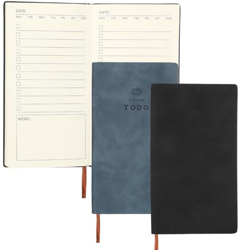 PATIKIL 2 uds. Cuaderno A6 100 hojas sin fecha Negro/Azul Oscuro