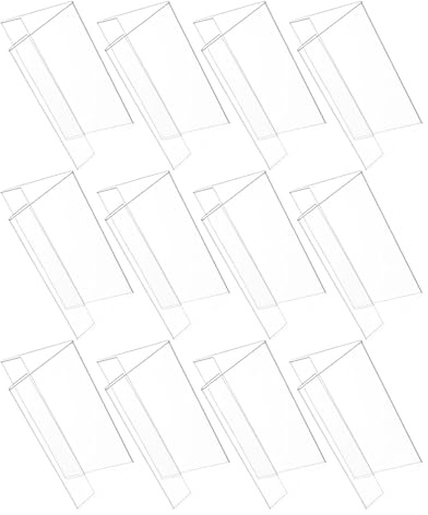 TOGEVAL Soporte para Placa de Identificación de Mesa Doble Cara Transparente 12 Unidades 120x60 Mm Resistente para Oficina y Sala de Reuniones Uso Profesional