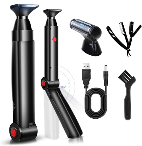 NUBACK Rasoio per la schiena da uomo, rasoio per la schiena da uomo, con manico lungo, rasoio elettrico da uomo con rasoio per viso, 2 testine Flex Shock Absorber e 10 lame