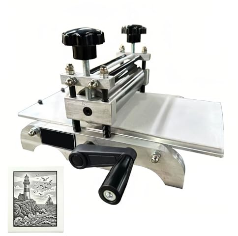 Koyike Pressa Calcografica Professionale in Alluminio, Macchina per Linocut e Stampa Artistica DIY, Torchio Manuale per Acquaforte, Xilografia, Area di Stampa 30x17cm