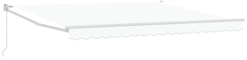 Coespram Tenda da sole retrattile, 400 x 300 cm, con braccio articolato, per terrazza, giardino e balcone, tenda da sole manuale a manovella in alluminio e poliestere, moderna ombra esterna, bianca