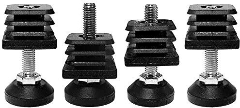 cyclingcolors 4 x fyrkantigt inbäddat munstycke med fotjusteringsskruv möbel bordshylla, 25 mm x 25 mm