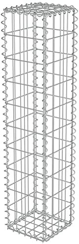 Defacto Gabionen-Steinsäule Eckig Dekorative Gabionensäule für den Außenbereich, 25x25x120cm (DF-GBS25120)