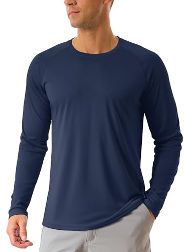 TACVASEN UV Protection T-Shirt Men Lightweight Sport Tops Long Sleeve Sun Protection Shirt UPF 50 + Surfing T Shirt Navy Blue