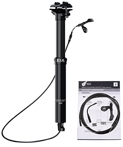 Absenkbare Sattelstütze mit 31,6 mm EXA Form 900i Fernbedienung und Kabelsatz, absenkbare Sattelstütze für MTB/E-Bike mit innenliegender Kabelführung für Mountainbikes mit 150 mm Hub und 445 mm Länge