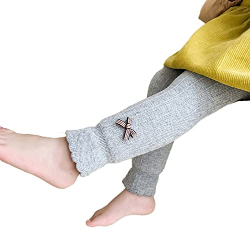 Mufeng Baby Mädchen Stretch Hose Thermohose Lounge Hose Ballettfhose Gymnastik Tanz Strickhose Sporthose Strumpfhose Ballett Gymnastik Hell Grau 110-116