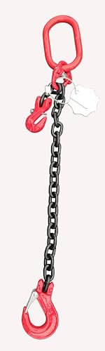 Kettengehänge 1-Strang 8mm nach EN 818-4 hochfest und geprüft Tragfähigkeit:2t Beschlagteile nach EN 1677-2 Lasthaken mit Sicherung Anschlagkette Krankette Länge:2m mit Verkürzungshaken