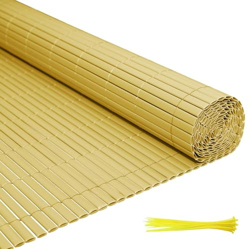 Eulenke Canisse en PVC Brise Vue 160 x 800 cm, Trois Renforts nervurés, clôture d'intimité avec Serre-câbles, Lattes intérieures renforcées, Brise-Vue pour Balcon, clôture, Jardin, Bambou