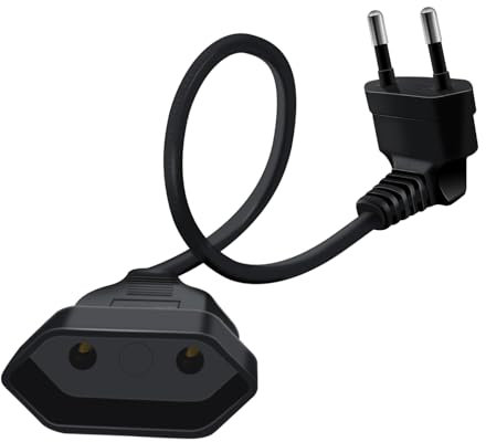 HuaLiSiJi Rallonge d'alimentation Euro 2.5A 250V 625W Câble D'extension Euro Rallonge Câble Euro, pour Une Utilisation en Intérieur TV, PC, Moniteur (0.6m)